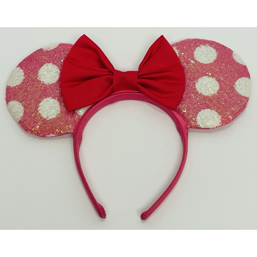 Disney Junior Disguise Minnie Mouse Pink Sequin Polka Dot Headband Ears